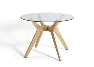 An Image of Habitat Zela Glass 4 Seater Dining Table - Natural