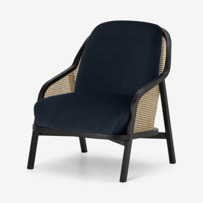 An Image of Anakie Accent Armchair, Twilight Blue Velvet