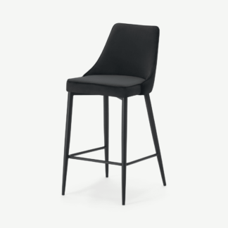 An Image of Julietta Bar Stool, Lead Grey Velvet