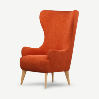 An Image of Bodil Accent Armchair, Rust Orange Fabric with Light Wood Legs