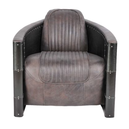 An Image of Timothy Oulton Aviator Tomcat Armchair, Destroyed Black