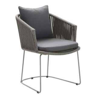 An Image of Cane-line Moments Set of 2 Dining Chairs with Seat and Back Cushions, Grey, Natté