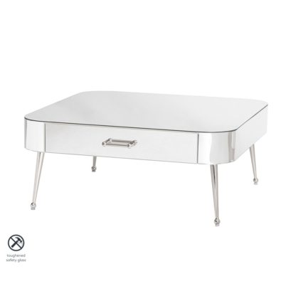 An Image of Mason Mirrored Coffee Table – Shiny Silver Legs