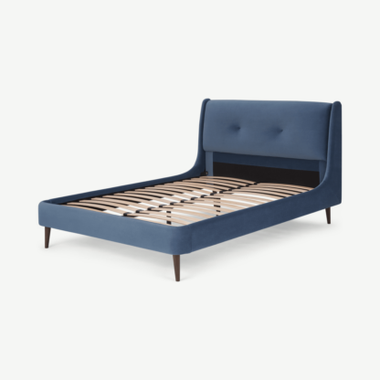 An Image of Raffety Double Bed, Dawn Blue Velvet