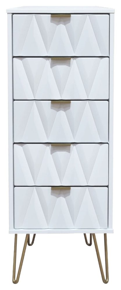 An Image of Shimmer 5 Drawer Tallboy - Grey & White