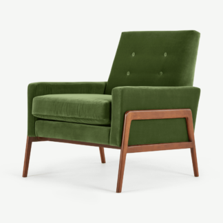 An Image of Cecil Accent Armchair, Cotton Velvet Grass