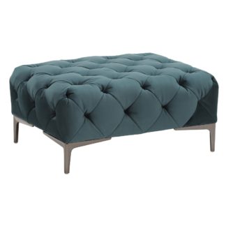 An Image of Sophia Velvet Footstool, Teal