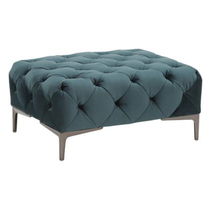 An Image of Sophia Velvet Footstool, Teal