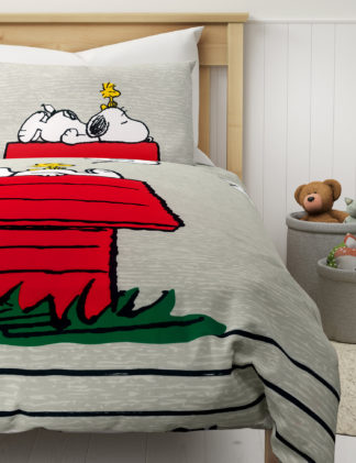 An Image of M&S Pure Cotton Snoopy™ Bedding Set