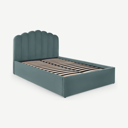 An Image of Delia Super King Size Ottoman Storage Bed, Marine Green Velvet