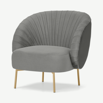 An Image of Ilana Accent Armchair, Light Grey Velvet