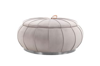 An Image of Pumpkin Storage Ottoman - Dove Grey - Silver Base