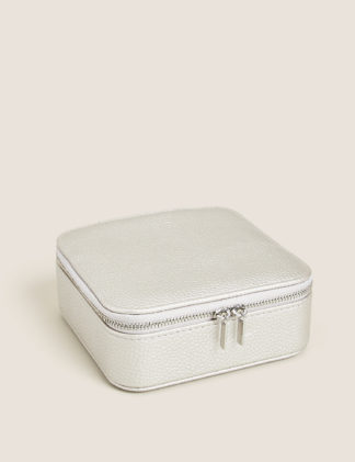 An Image of M&S Faux Leather Square Jewellery Box