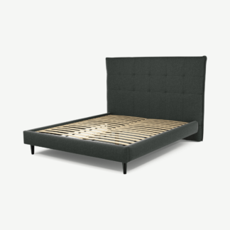 An Image of Lamas King Size Bed, Etna Grey Wool with Black Stain Oak Legs
