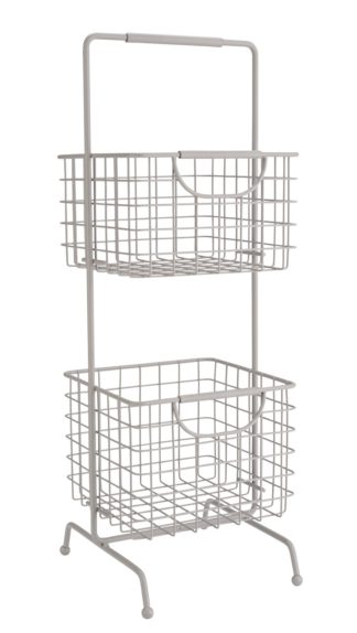 An Image of Argos Home 2 Tier Wire Storage Basket - Matt Grey