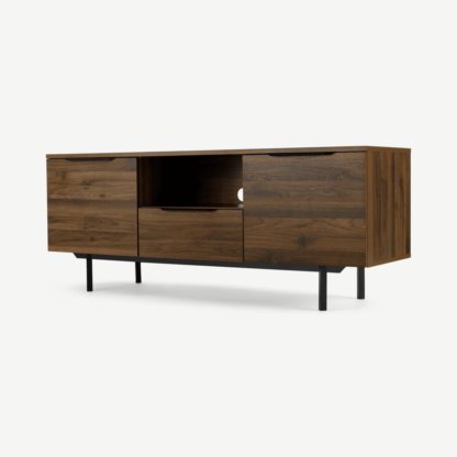 An Image of Damien Wide TV stand, Walnut & Black