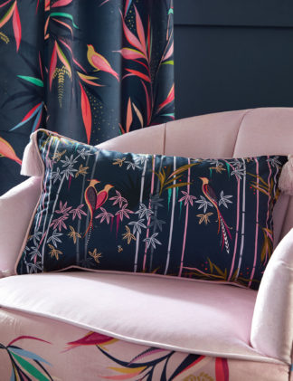 An Image of M&S Sara Miller Velvet Linear Bamboo Blend Cushion