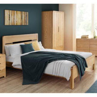 An Image of Curve Oak Wooden Bed Frame - 4ft6 Double
