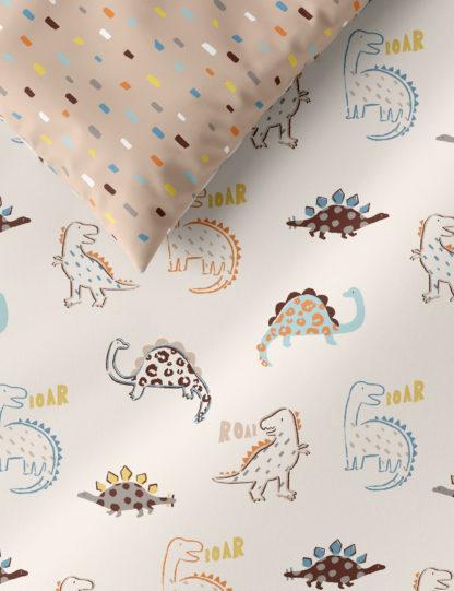 edfcd1779b09a10b956c1116a5d059aa704295afcbdb7e62ef11660be1377538-1.jpg An Image of M&S Pure Cotton Dinosaur Bedding Set