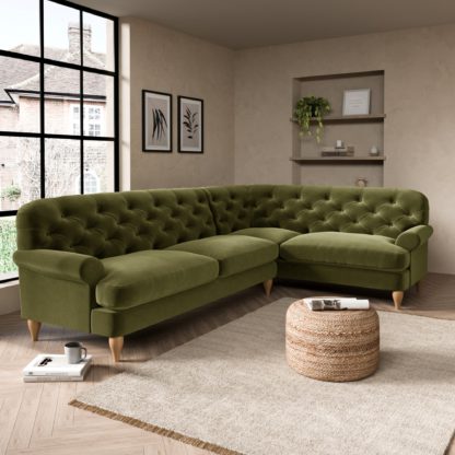 An Image of Canterbury Luxury Velvet Right Hand Corner Sofa Luxury Velvet Black