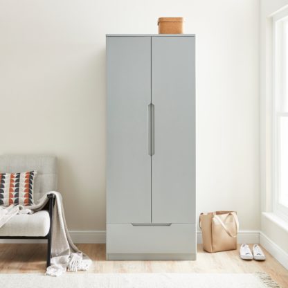 An Image of Larson Grey Double Wardrobe Grey