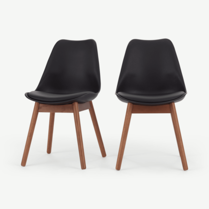 An Image of Set of 2 Thelma Dining Chairs, Dark Stain Oak and Black