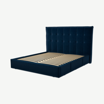 An Image of Lamas Super King Size Bed with Storage Drawers, Regal Blue Velvet