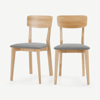 An Image of Jenson Set of 2 Dining Chairs, Mountain Grey & Oak