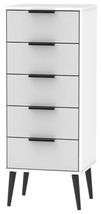 An Image of Bergen 5 Drawer Tallboy - Grey & White