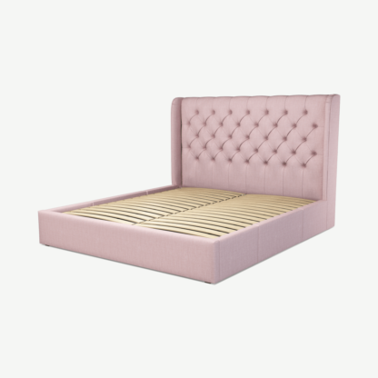An Image of Romare Super King Size Bed with Storage Drawers, Tea Rose Pink Cotton