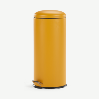 An Image of Joss 30L Domed Pedal Bin, Yellow