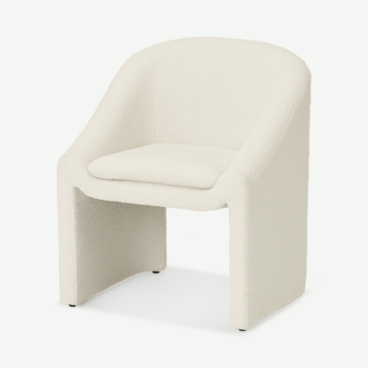 An Image of Shona Dining Chair, Whitewash Boucle