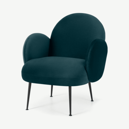 An Image of Bonnie Accent Armchair, Steel Blue Velvet