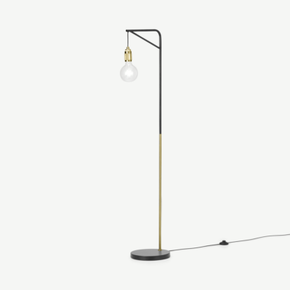 An Image of Othello Floor Lamp, Black & Brushed Brass