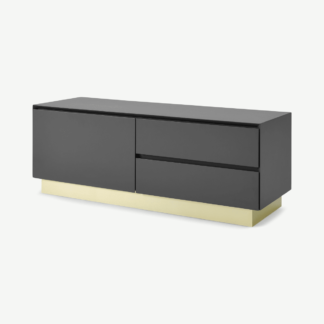 An Image of Elsdon Compact Media Unit, Charcoal Grey & Brass