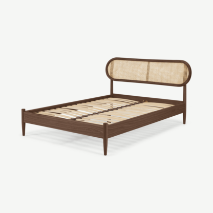 An Image of Reema King Size Bed, Dark Stain & Cane