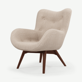 An Image of Doris Accent Armchair, Shetland Pink with Dark Wood Legs