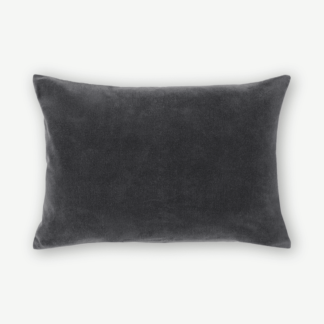 An Image of Lorna Set of 2 Velvet Cushions, 35 x 50cm, Charcoal Grey