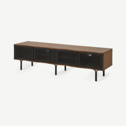 An Image of Zaragoza Wide TV Unit, Walnut & Charcoal Black