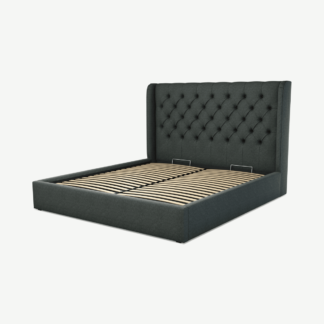 An Image of Romare Super King Size Ottoman Storage Bed, Etna Grey Wool