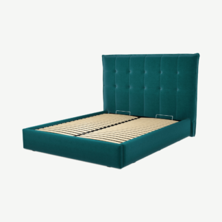 An Image of Lamas King Size Ottoman Storage Bed, Tuscan Teal Velvet
