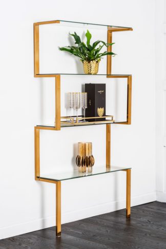 An Image of Miko Single Shelf Unit Brass