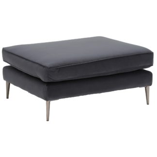 An Image of Conza Velvet Footstool, Charcoal