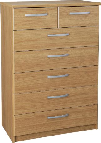 An Image of Argos Home Hallingford 5+2 Drawer Chest - Oak Effect