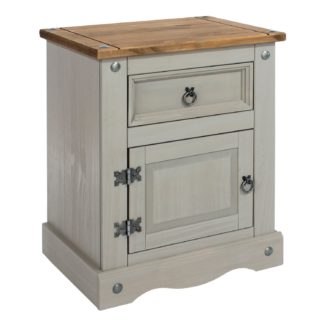 An Image of Corona Grey 1 Door 1 Drawer Bedside Cabinet Grey