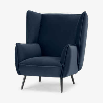 An Image of Linden Accent Armchair, Ocean Blue Velvet