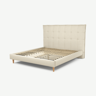 An Image of Lamas Super King Size Bed, Putty Cotton with Oak Legs