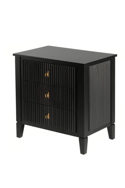 An Image of Heidi Black Bedside Table Brass/Silver