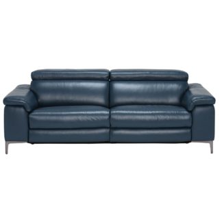 An Image of Paolo Leather 3.5 Seater Recliner Sofa, Melbourne Navy Blue M5661