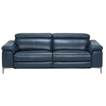 An Image of Paolo Leather 3.5 Seater Recliner Sofa, Melbourne Navy Blue M5661